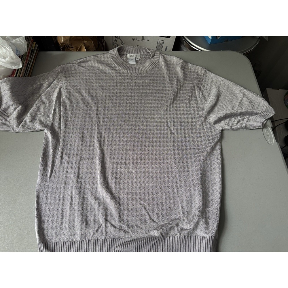 Vintage 90's Zante Italy Luxury Textured Silver Rayon/Cotton‎ Men Medium
